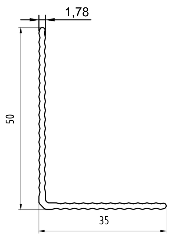 L-профиль 50×35×1,78 мм