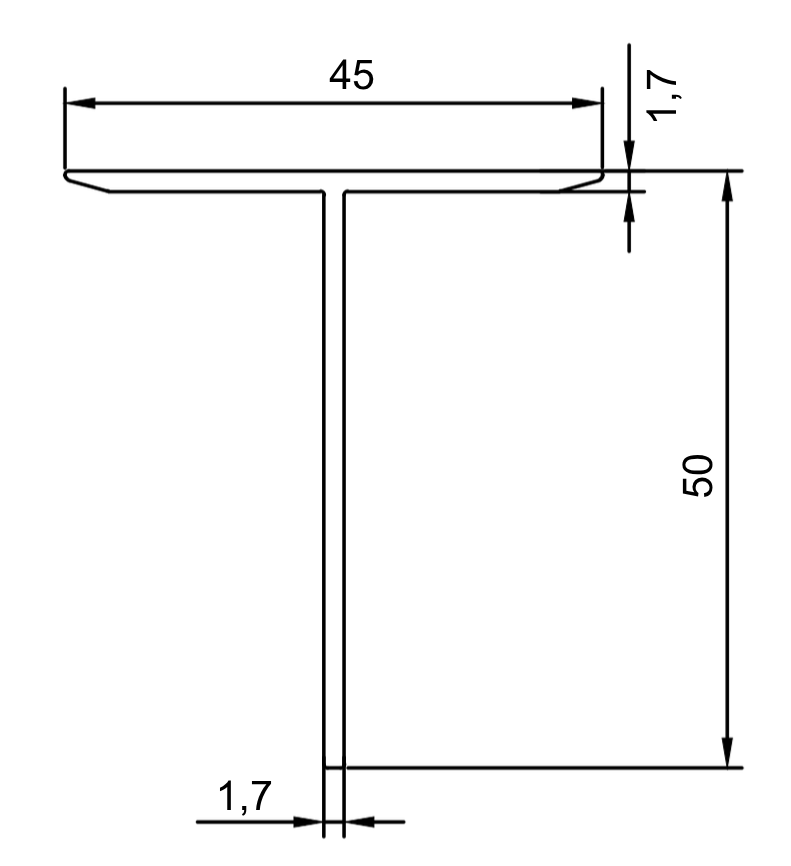 T-профиль 50×45×1,7 мм