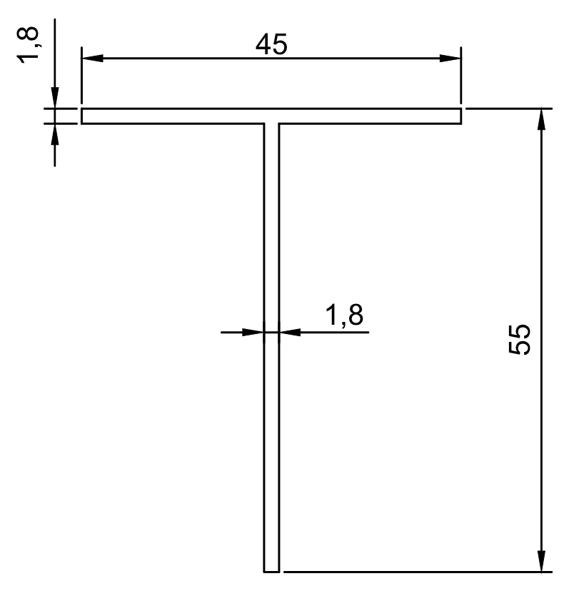 T-профиль 55×45×1,8 мм