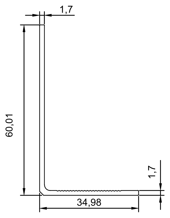 L-профиль 60×35×1,7 мм